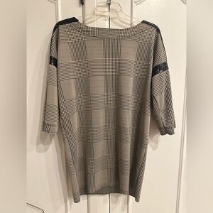 Zara Black and Cream Houndstooth Dress size large